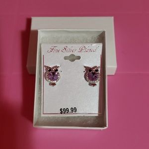 Owl silver plated earings